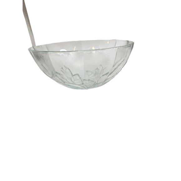 Vintage Glass Rose Pattern Chip and Dip Bowl Set Rose Embossed 9” Serving Bowl - Picture 3 of 11